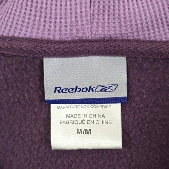 Reebok Women's Purple Pink Pullover Hoodie Sweatshirt Front Pocket Fleece Size M - Picture 9 of 13